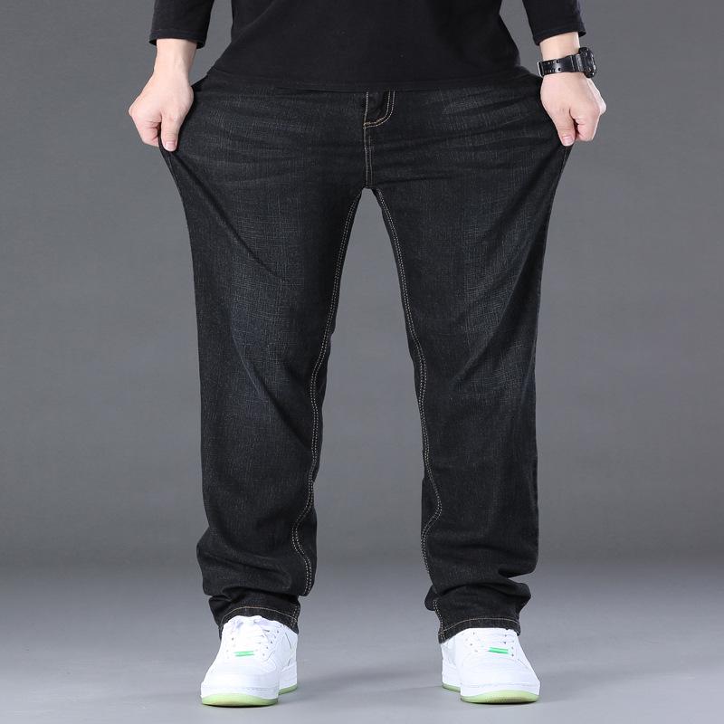 2024 Men's Plus Size Elastic Jeans: Loose, Big, Tall, Straight Leg, Slim Fit Pants for Spring and Autumn