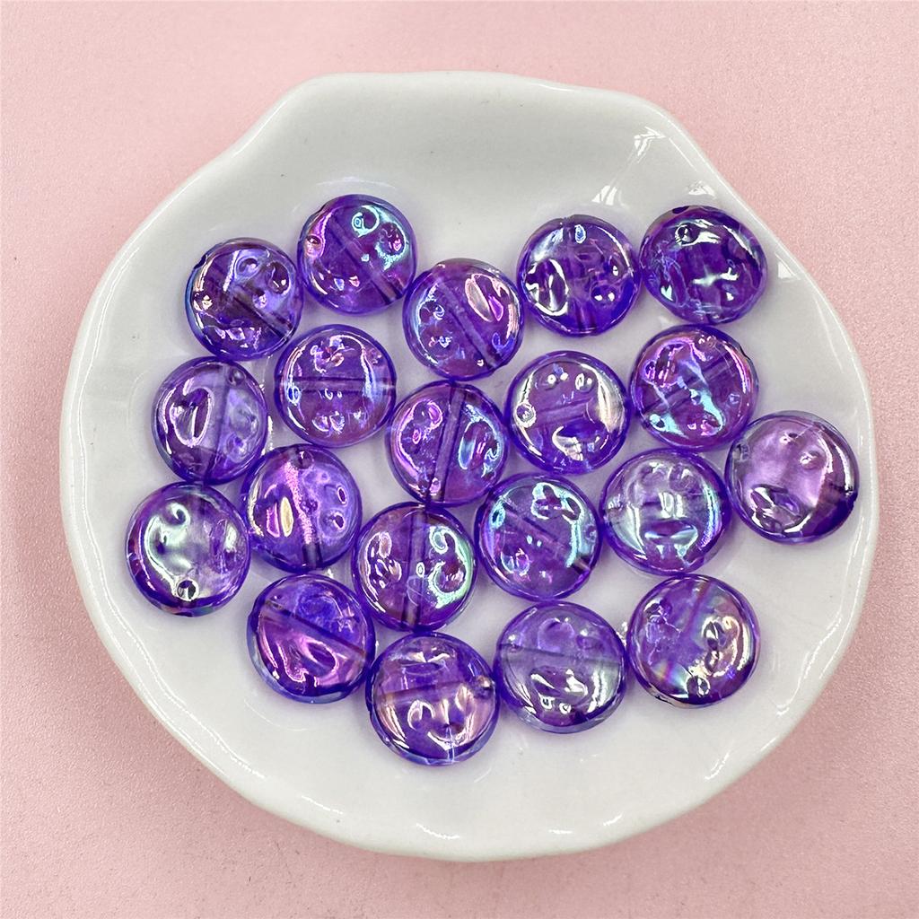 Hanmade 20pcs Acrylic Mobile Phone Chain Round DIY Handmade Materials Solid Color 12mm Loose Button Beads Multi-cut DIY Bracelet