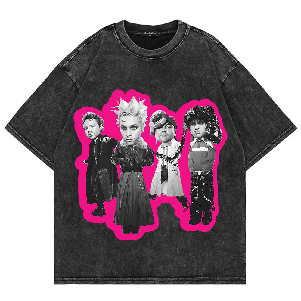 Cotton Vintage Washed 5 Seconds of Summer Everyone’s A Star World Tour 2026 T Shirt Men/Women Oversize Loose Acid Wash Tees