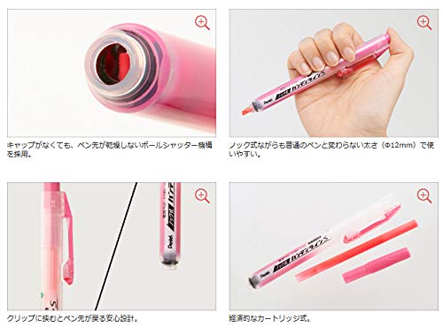 (Pack 10) Pentel Highlighter Knock Type Handy Line S Pink XSXNS15-P