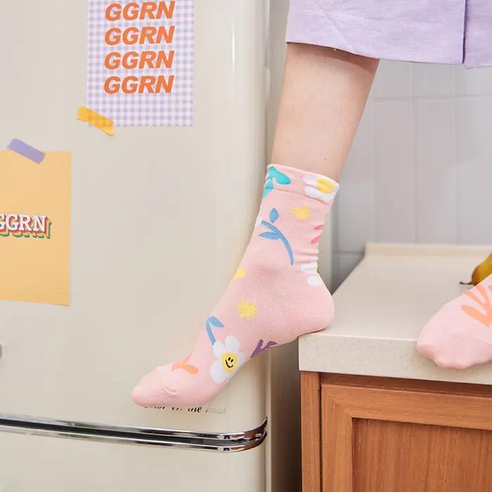 Модные носки GGRN для женщин_W-L-264 Улыбка Матисса Цветок