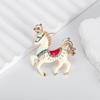 Cute Enamel Horse Brooch Rhinestone Horse Lapel Pin Alloy Animal Brooch Pin Outfit Accessory for Coats Scarves Bags