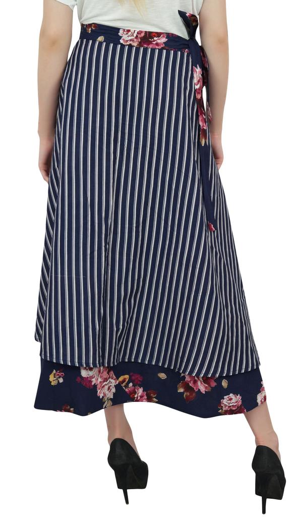 Phagun Двустороннее платье-накидка из хлопка с цветочным принтом, темно-синего цвета, с юбкой-халатом