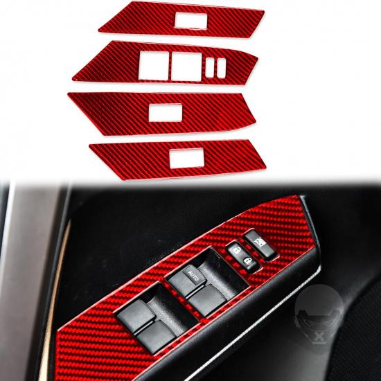 for Toyota RAV4 2013-2018 Accessories Window Switch Panel Red | Real Carbon Fiber, for Toyota RAV4 2013 2014 2015 2016 2017 2018, Interior Trim