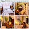 moin moin Scale Dollhouse Miniature DIY Kit Modern Antique Style with LED Light and Acrylic 2107DH269 1/32 Set, "Happy Days" Hotel, Bedroom, White,