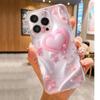 Прозрачный противоударный чехол с розовым сердцем для iPhone 14-17 Pro Max