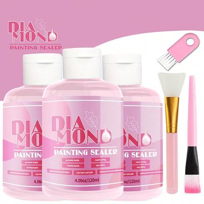 Набор для создания алмазной живописи 120 мл с 3 кисточками, клей для пазлов Diamond Art Sealer, аксессуары и инструменты для алмазной живописи для взрослых (4 унции)
