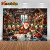 Mocsicka Рождественская домашняя вечеринка Фотофон для фотосессии Рождественская елка Подарок Снежное украшение Санта-Клаус Дети Ребенок Младенец Фотофон