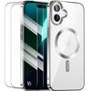 Protective Case - BOOLING - for iPhone 16 - Transparent - Silver Chrome Outline - 2 Tempered Glasses