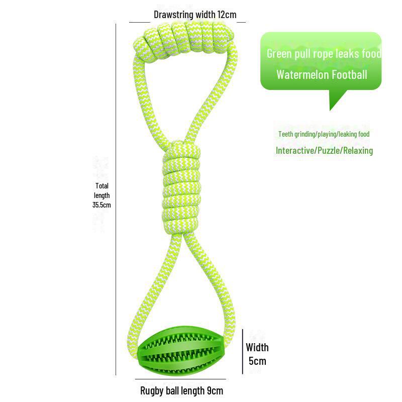 Игрушка для питомца из хлопковой веревки: Мяч-дозатор для еды для собак и кошек, который можно тянуть вручную, избавляет от скуки и чистит зубы. Дизайн выполнен в виде оливкового арбуза.
