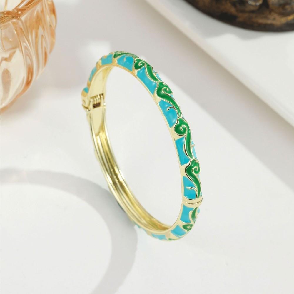 Exquisite Painting Enamel Cloud Bangle Colorful Glazed Artistic Open Wristlet Women