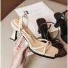 2025 New French Fine Strap Square Head Design Sandals for Women's Summer Sexy Open Toe Clip Toe High Heel Shoes