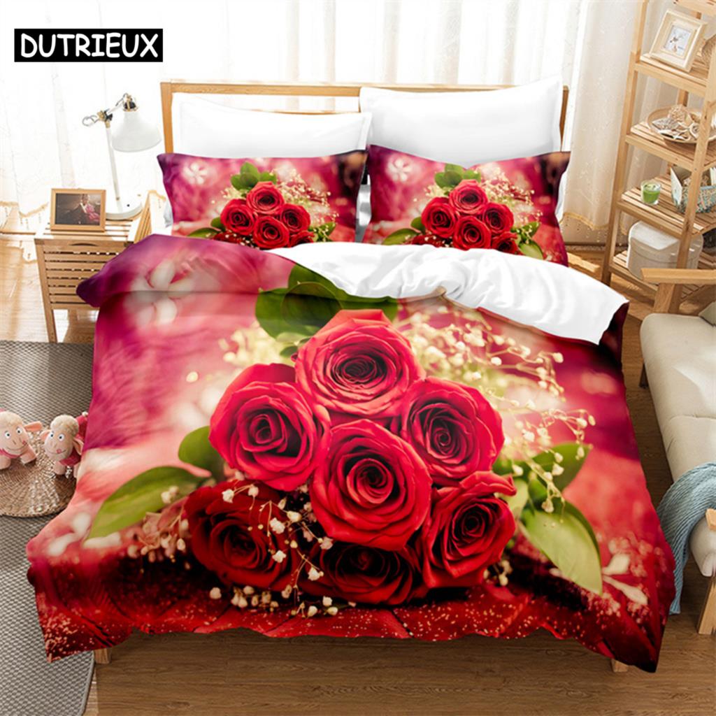 Роскошный комплект постельного белья Red Rose Queen, пододеяльник, комплект постельного белья, комплект постельного белья, пододеяльник King Size, комплект постельного белья