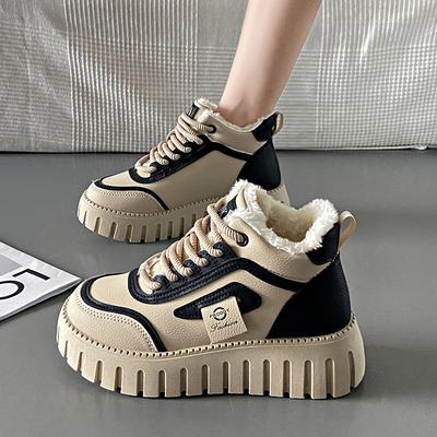 Модная трендовая обувь папы Женская 2024 Зимняя новая коллекция с бархатным теплом Высокий верх Повседневная спортивная женская хлопковая обувь Zapatos Mujer