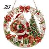 Religious Nativity Crafts Christmas Faux Pearl Painting Suncatcher Kit, 3D Nativity/Santa Claus/Bird/Tree Holiday Window Hanging Decor Beads