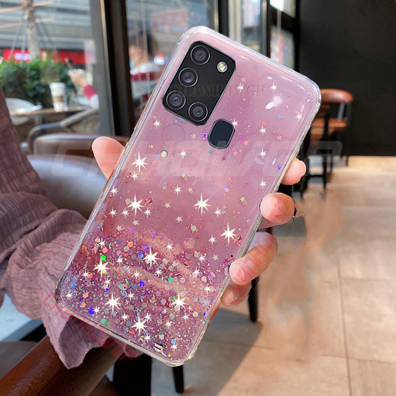 Чехол для Samsung A21S, модные блестящие чехлы для телефонов для Samsung Galaxy A21S, чехол 6,5 дюйма A 21S A21 S, прозрачный мягкий силиконовый чехол из ТПУ
