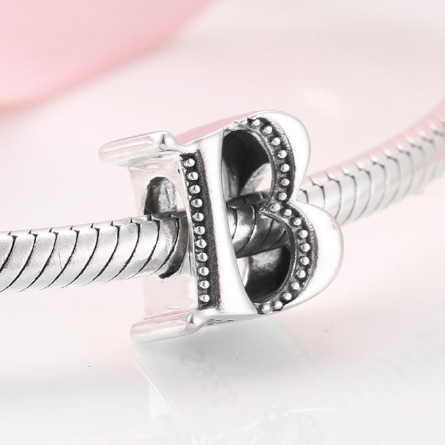 925 стерлингового серебра мода изящные буквы алфавита от A до Z бусины подходят шармы 925 браслеты браслеты ювелирные изделия своими руками