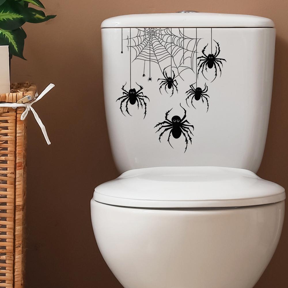 Spider Halloween Web Toilet Sticker Decor For Living Room Bedroom And Entryway