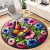 1pc Butterfly Garden Decor Chair Carpet for Office, Round Polyester Mat, Indoor Decor for Office, Washable Non-slip Carpet yy251219047