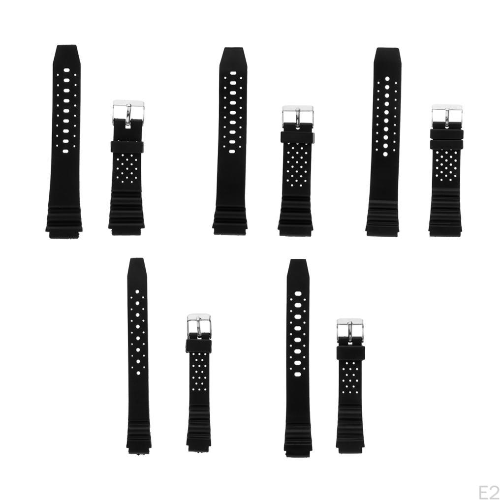 Черный резиновый ремешок для наручных часов, спортивные цифровые часы, 12 мм