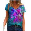 5XL Повседневная летняя футболка для женщин 2021 года, новые свободные топы с коротким рукавом и V-образным вырезом, уличные женские футболки с цветочным принтом