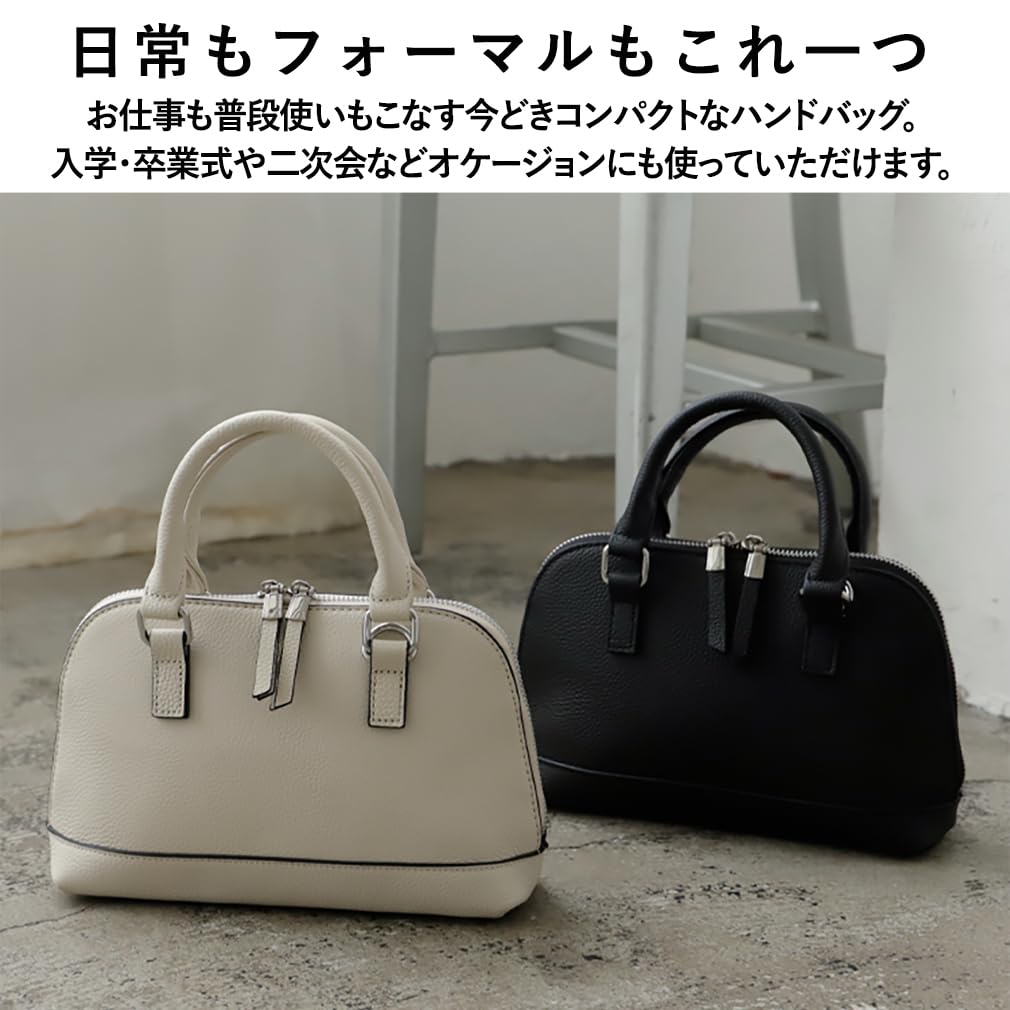 VITAFELICE Women's Round Zip 2-Way Mini Handbag (sib-20069n) (Off White)