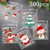 100/200/300 шт. Рождественский пакет для печенья и конфет из ОПП с рисунком Санта-Клауса, самоклеящийся пакет для подарочной упаковки для рождественской новогодней вечеринки, декор