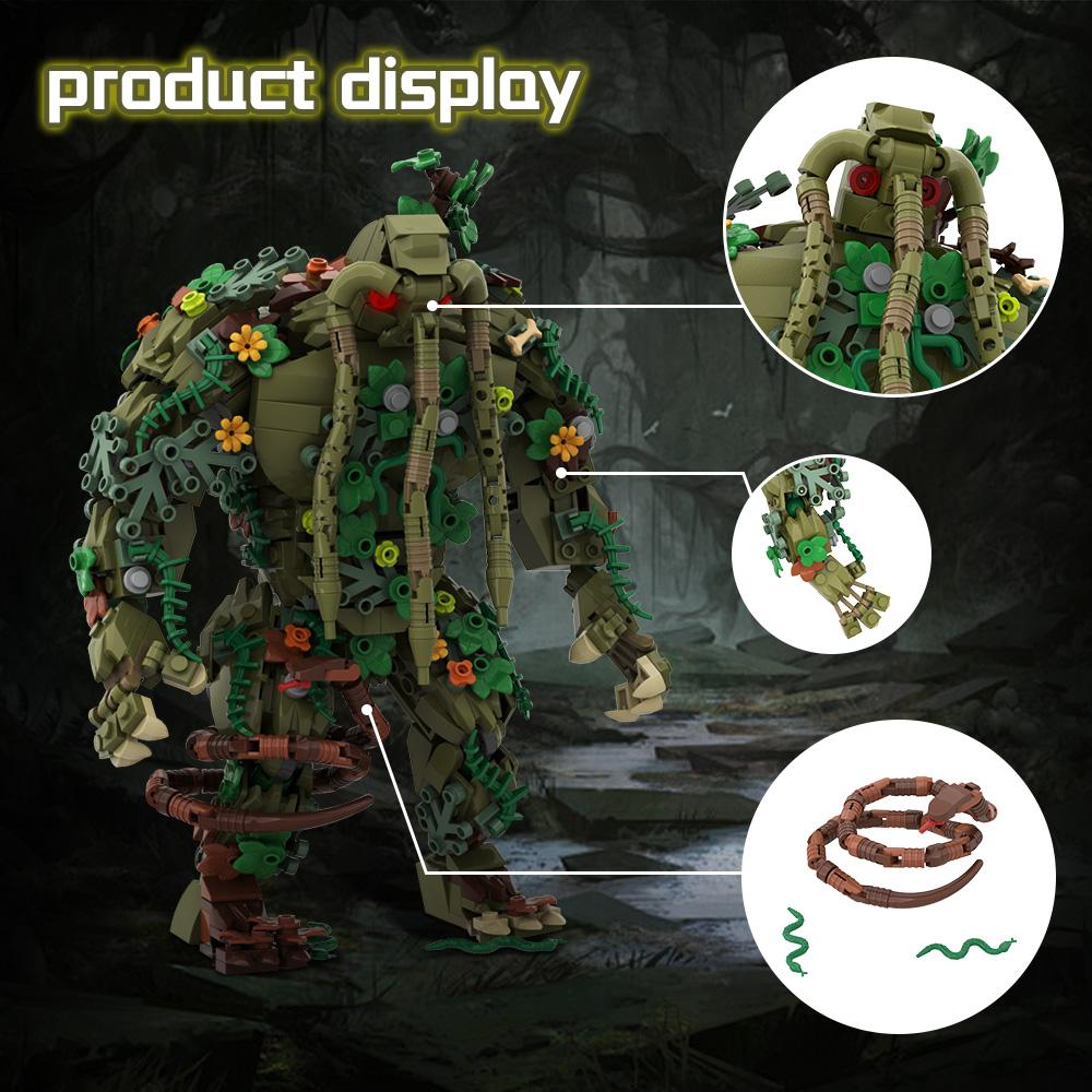 Gobricks MOC Malveled Man-Thing Ted Building Blocks Movies Werewolf DIY Model Brick Humanoid Mutate Swamp Monster Toy Gift