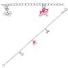 [R0410] - Children's Handmade Bracelet 'Licorne My Unicorn' White Pink Silver S&B - 16 Cm - 8x7 Mm