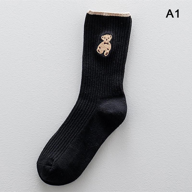 1 пара носков с мультяшным медведем, мягкие хлопковые носки, осенние кофейные чулки, женские носки Kawaii, корейские повседневные чулки для женщин