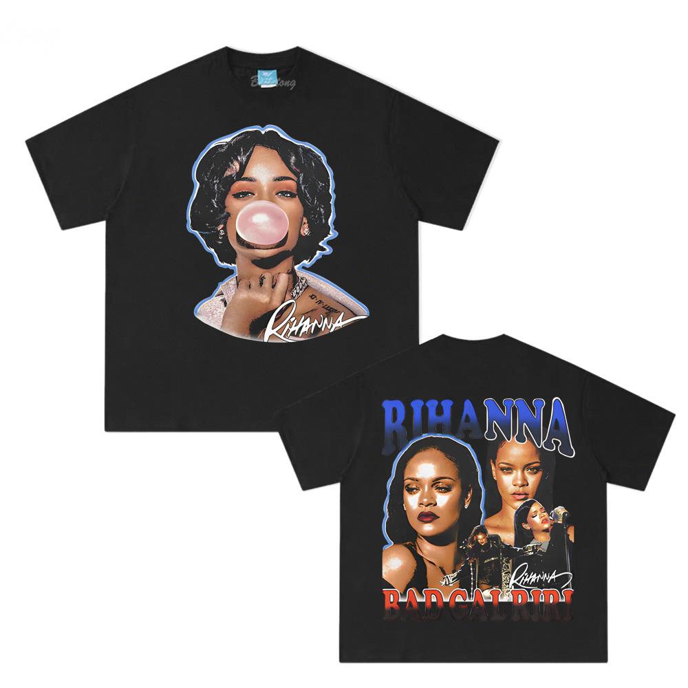 Футболка RIHANNA BUBBLEGUM Футболка с коротким рукавом в том же стиле певицы Рианны 100% Хлопок Модная Удобная Одежда Harajuku Летняя Футболка