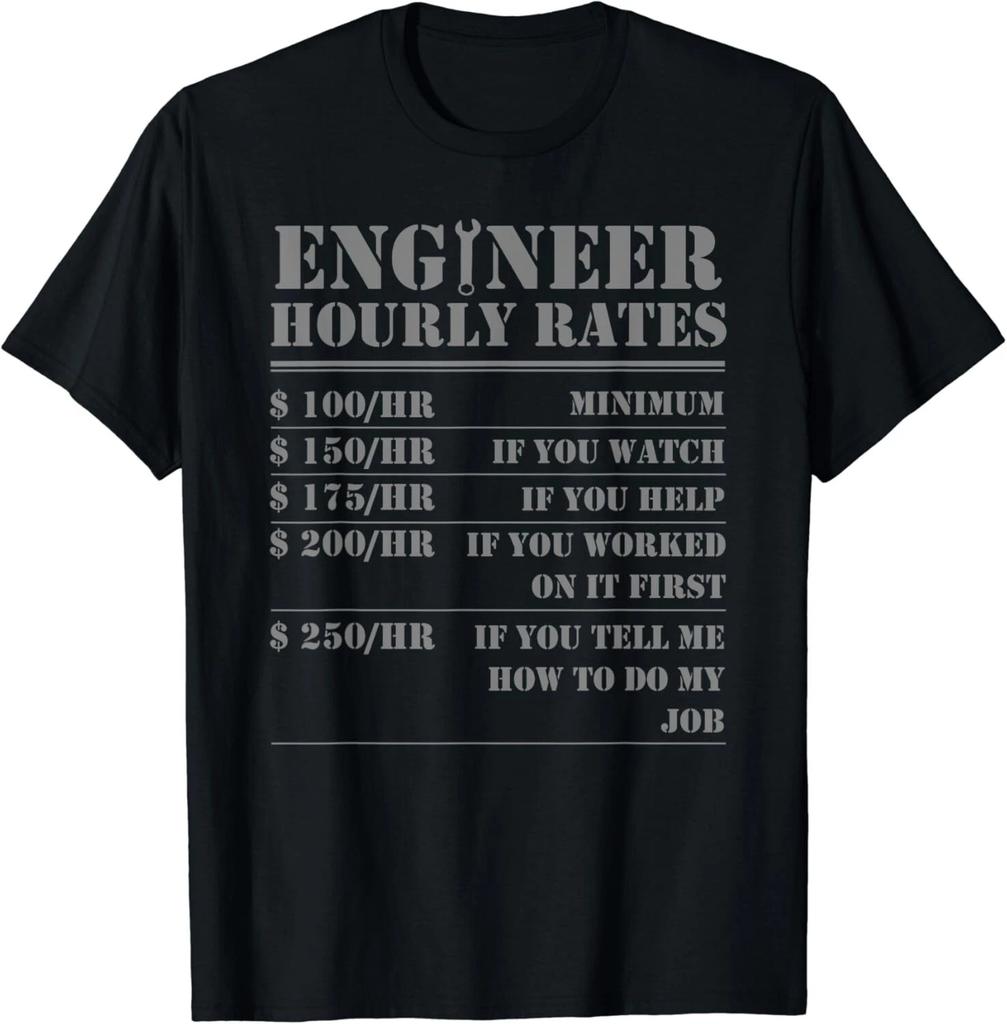 Engineer Hourly Rate Funny Engineering Mechanical Civil Gifts Unisex T-Shirt