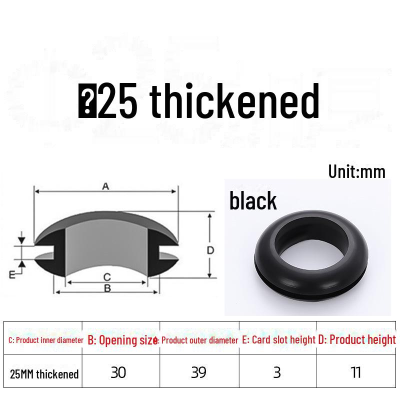Черное двухстороннее резиновое защитное кольцо для провода
