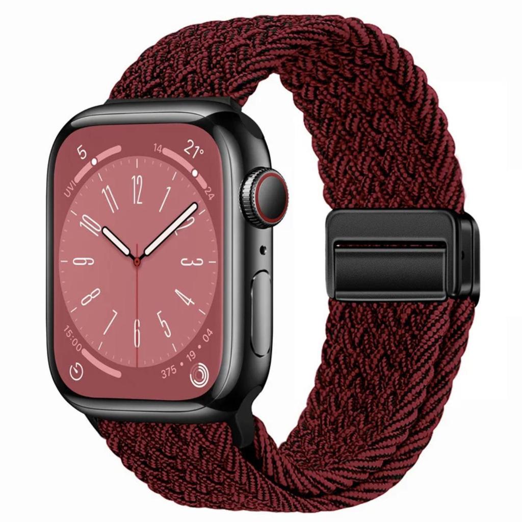Эластичный радужный нейлоновый плетеный ремешок для Apple Watch с магнитной застежкой