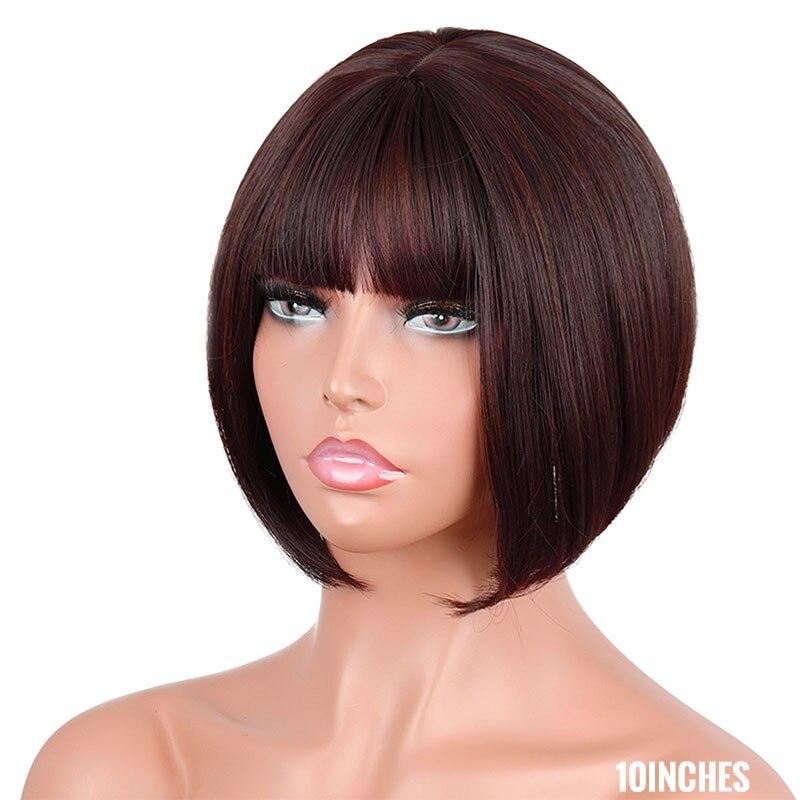 MISSQUEEN Короткий парик из синтетического волокна оранжевого цвета с челкой для женщин, ежедневный парик, черный, коричневый, серый, длина до плеч