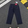High-Quality White Printed Washed Distressed Straight Leg Denim Jeans Unisex Streetwear