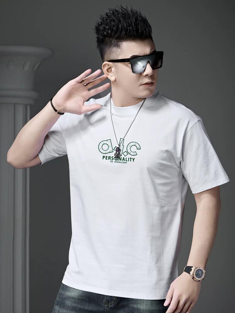 European Men's Trendy Brand Letter-Printed Short-Sleeved T-Shirt 2025 New Summer Loose Round-Neck Half-Sleeved Casual Top
