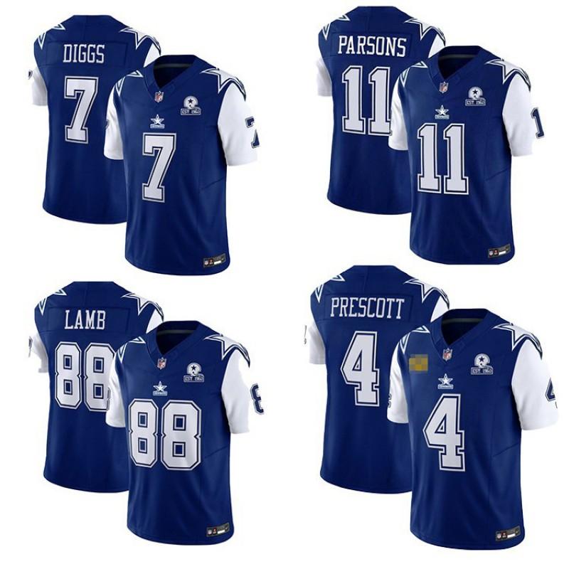 Dallas Cowboys NFL Football Jersey Men Women Custom Number 4 7 11 Blue Sportswear Breathable Synthetic Blend Basketball