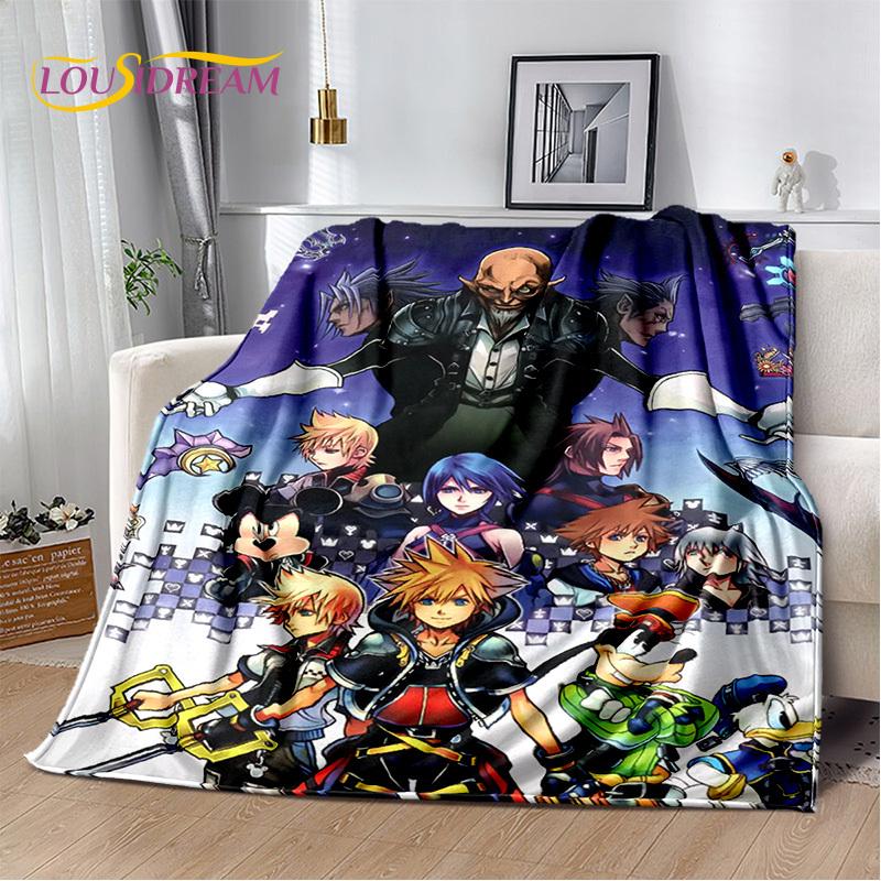 Cartoon Kingdom Hearts Games 3D Soft Flannel Blanket for Beds Bedroom Sofa Picnic,Throw Blanket for Cover Outdoors Leisure Gift