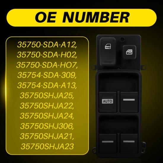 Power Window Switch For 2005-2010 Honda Odyssey Front Left 901-650 6 Buttons EKK