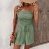 2025 Summer Backless Women's Solid Color Strapless Jumpsuit Shorts