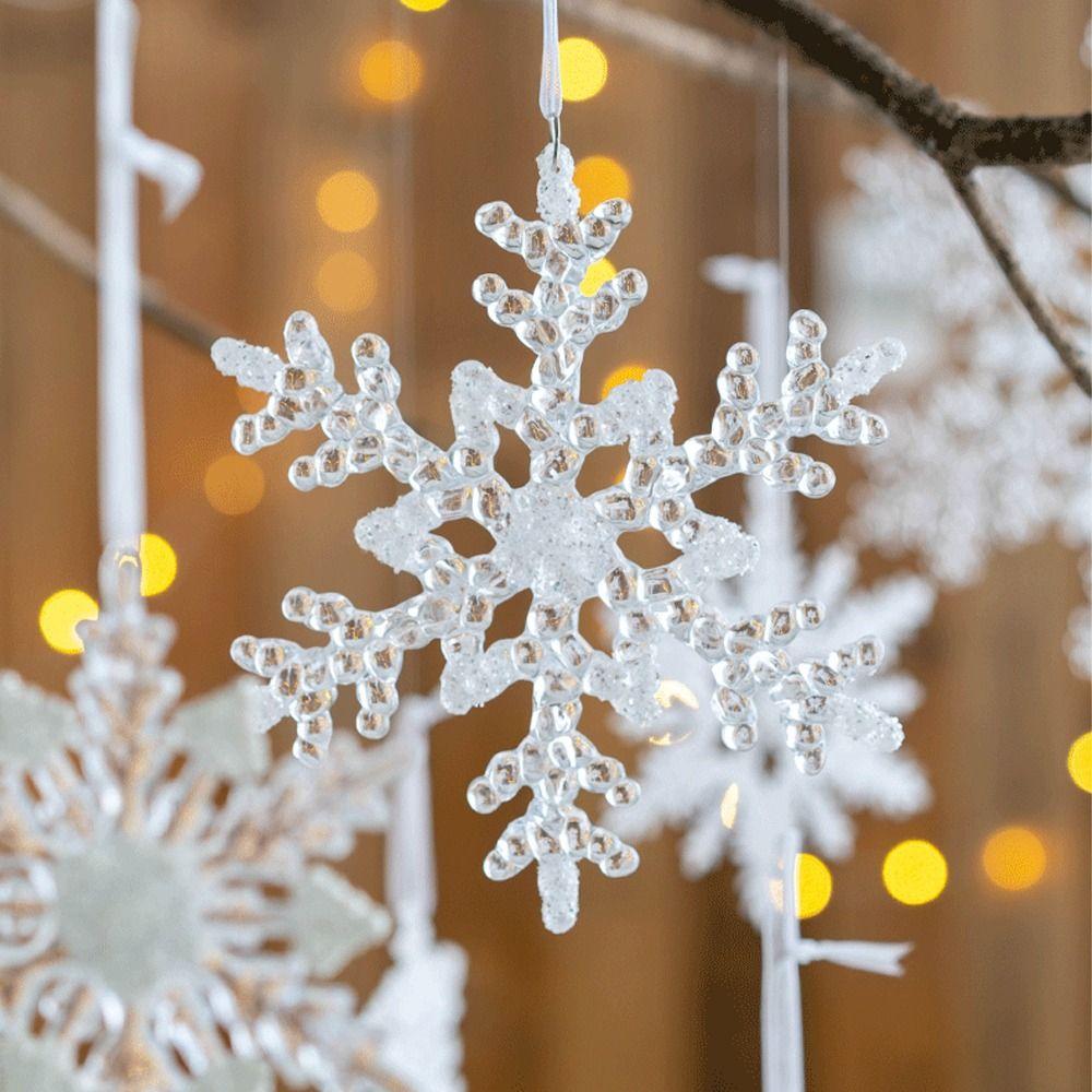 Акриловое Искусственное Украшение Снежинка Подвеска для Подвешивания на Рождественскую Елку Веселое Рождественское Украшение