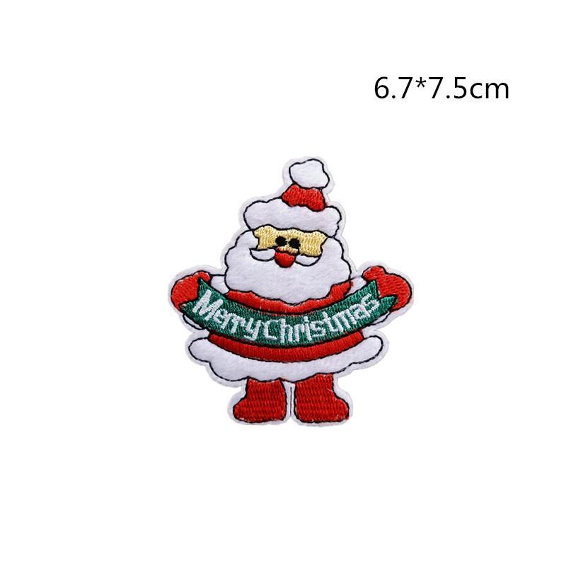 Christmas Decoration Embroidery Fabric Stickers Santa Claus Snowflake Patches Hot Melt Adhesive Stickers 18/10PCS