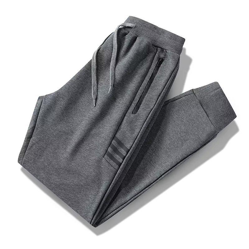 Мужские спортивные брюки большого размера на молнии на осень - повседневные прямые спортивные брюки