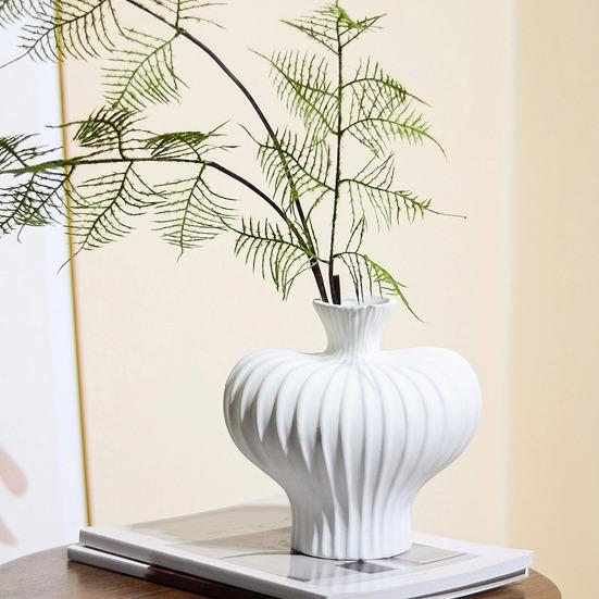 Керамическая ваза для цветов в рубчик Yousheng Минималистичная современная ваза-контейнер для цветов Домашний офис Настольное украшение Декоративная ваза для цветочных растений