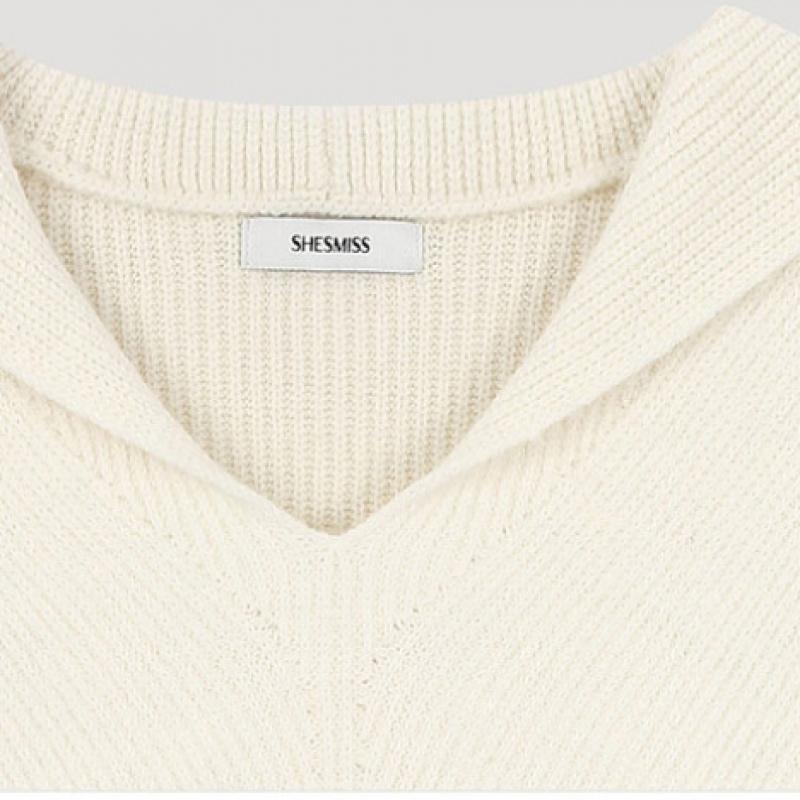 Она S miSS Шерстяной пуловер с вязаным воротником-матроской SSkpoo41110 Iv