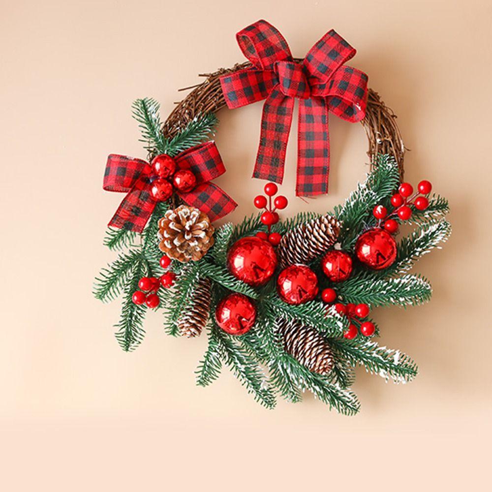 DIY Artificial Christmas Wreath Realistic Pine Cone Wall Hanging Floral Wreath  Household