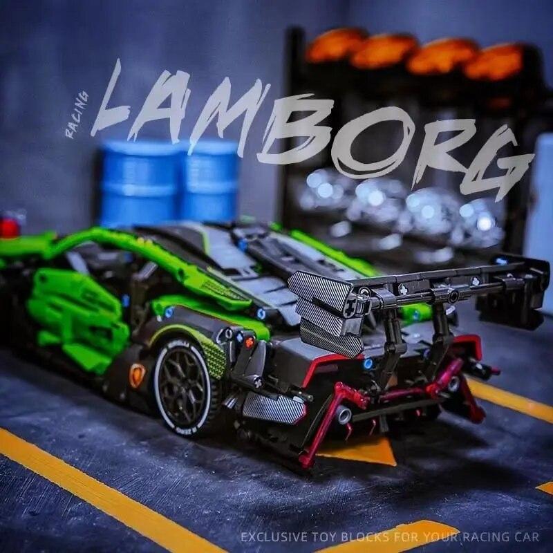 Технический зеленый суперскоростной спортивный автомобиль Lamborghini, 1644 шт., строительные блоки, знаменитый автомобиль, сборные кирпичи, игрушки для взрослых