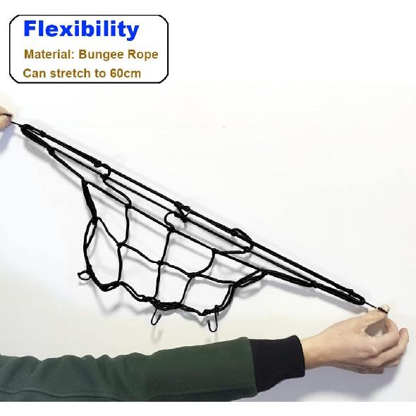 2 PCS Cargo Net,11.8 Inch X11.8 Inch Rack Bungee Net 6 Adjustable Hooks For Bike Bicycle Motorcycle (Black)