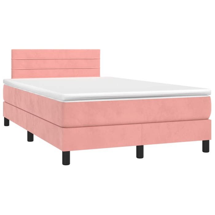 Lit 120x190 - Maison Exclusive - Rose velours - Sommier à lattes - Matelas 20 cm ressorts ensachés